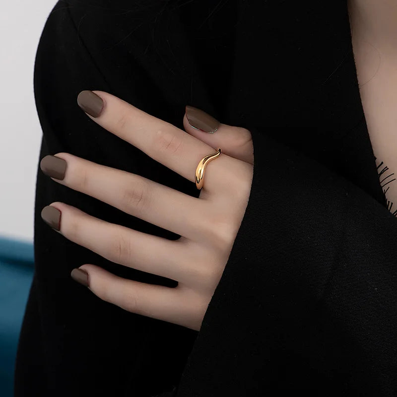 Golden irregular dome ring